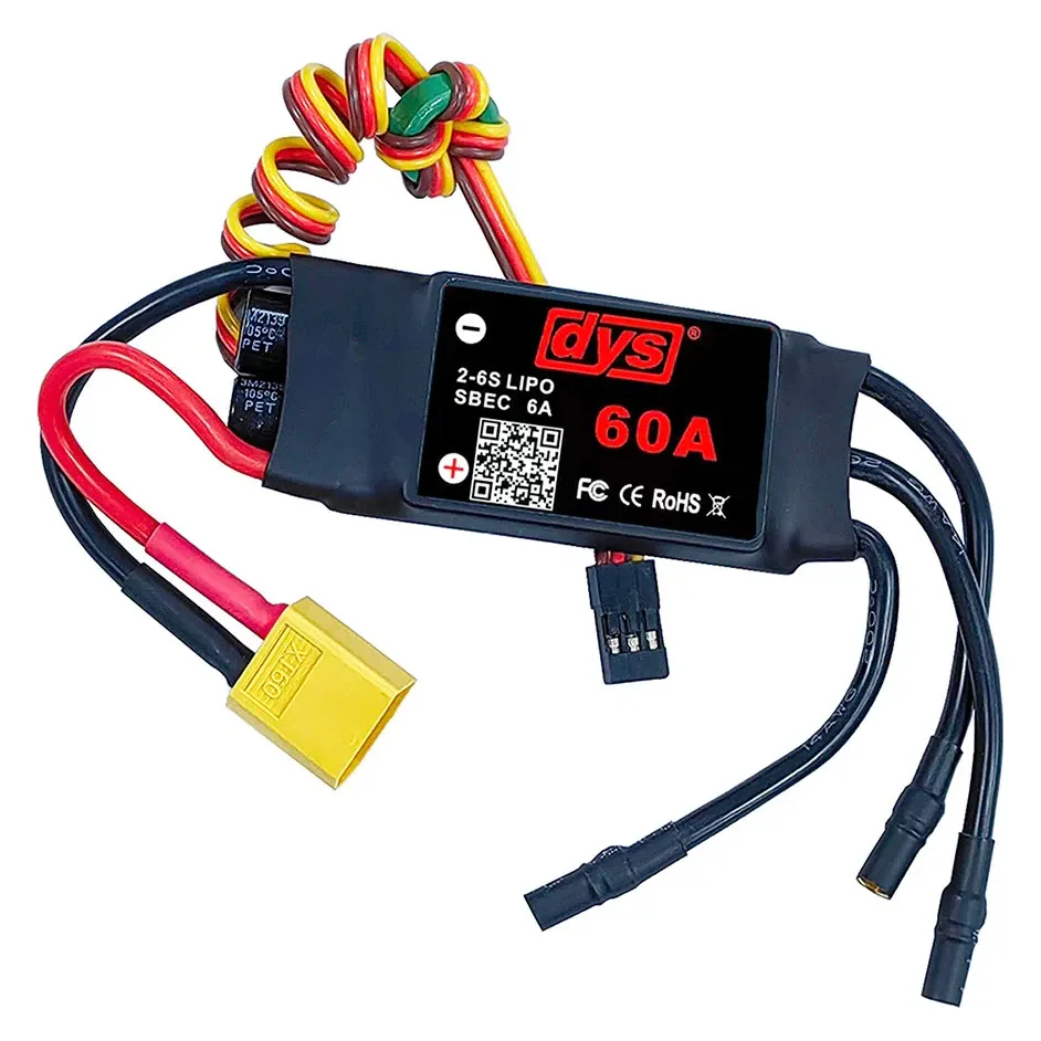 DYS 60A 2-6S Brushless ESC with 5V/6A SBEC, XT60 & 3.5mm Bullets