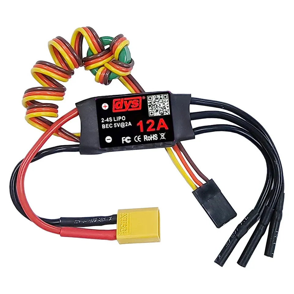 DYS 12A 2-4S Brushless ESC with 5V/2A BEC, XT30 & 2.0mm Bullets