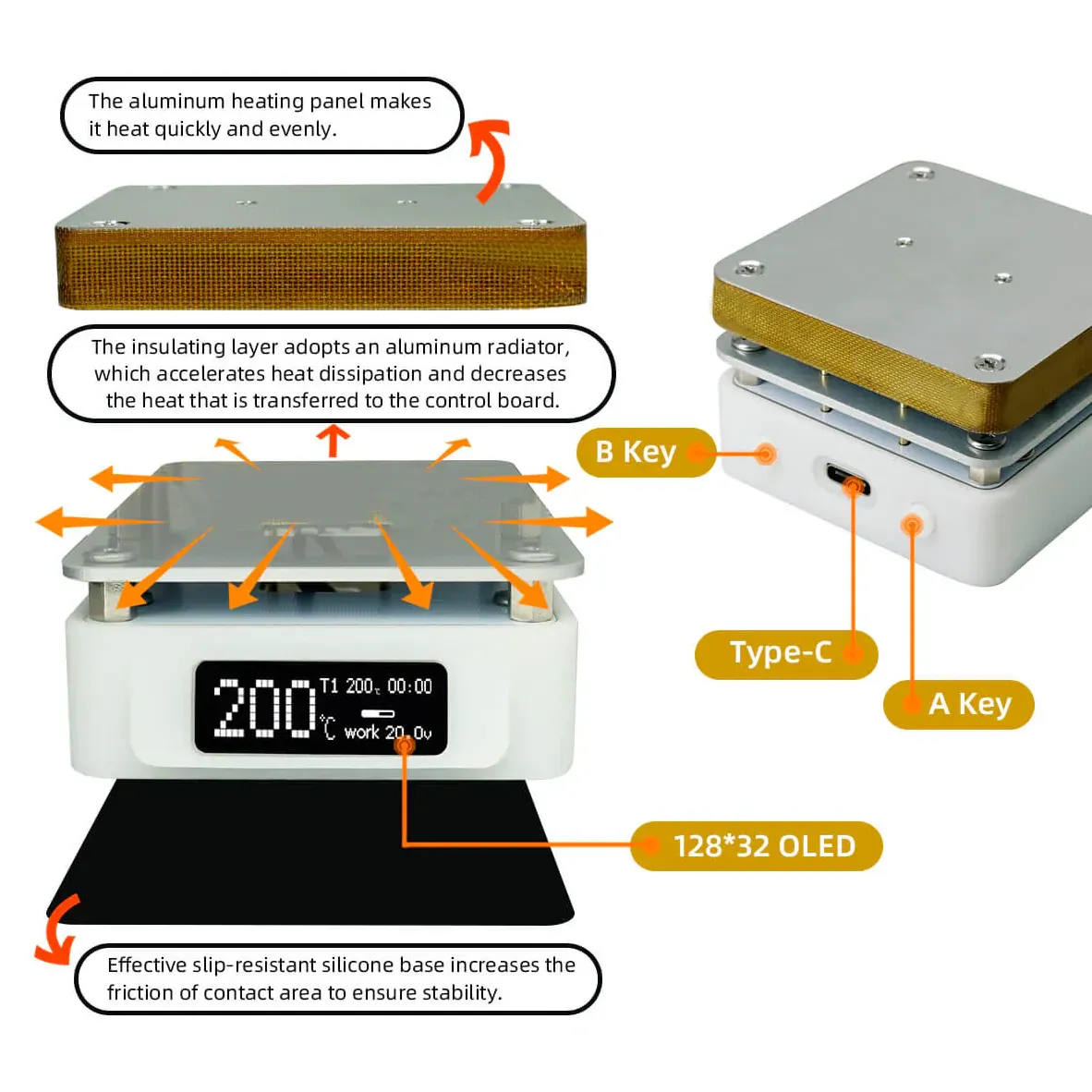 SEQURE T55 Smart Mini Adjustable Soldering Hot Plate