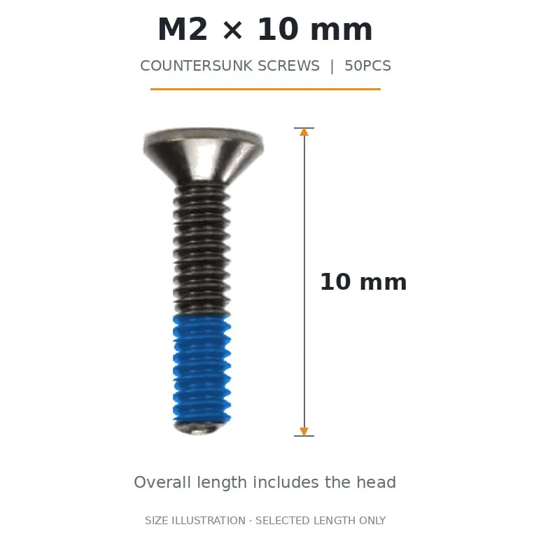 FlyFishRC M2 Countersunk Screws Pack (50PCS) — Length: 10mm