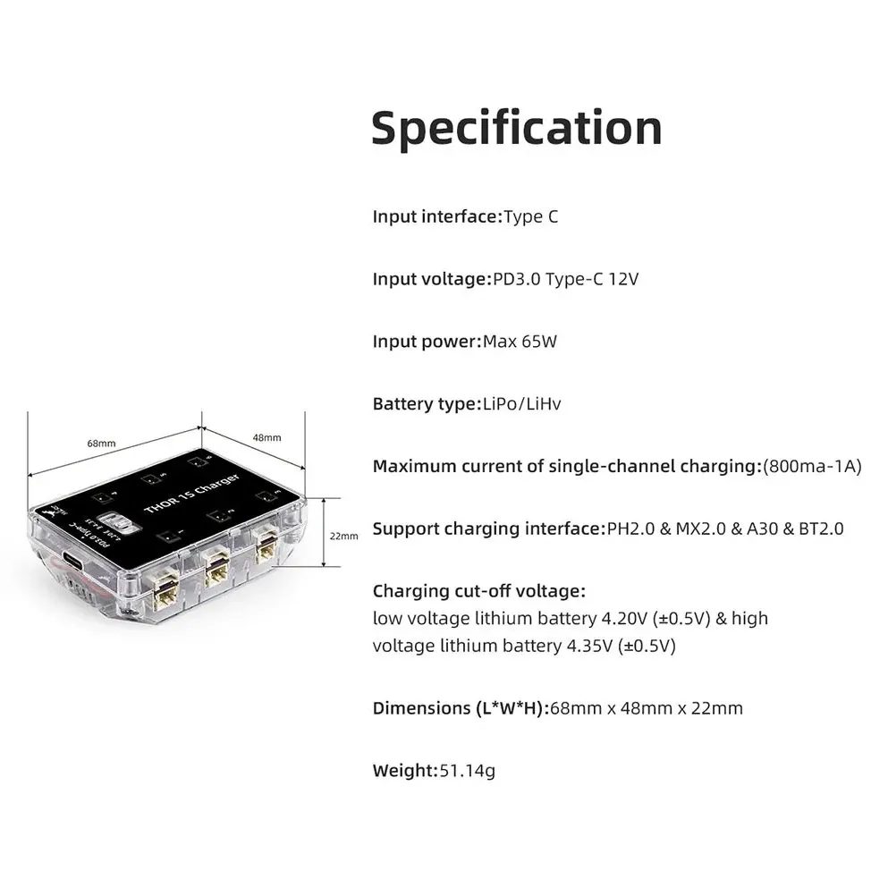 HGLRC Thor 6-Port 1S Battery Charger V2