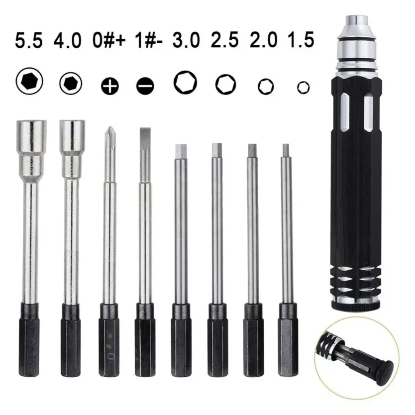 ReadyToSky 8-in-1 Aluminium Hex Screwdriver Tool Kit for RC Models