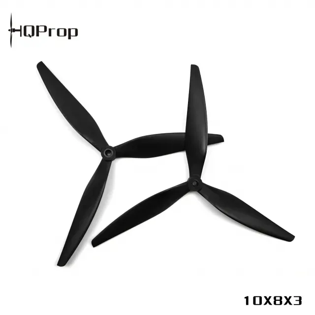 HQProp Macroquad 10×8×3 3-Blade Propeller — Black Glass Fiber Nylon (1CW+1CCW)