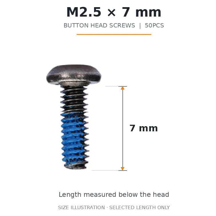 FlyFishRC M2.5 Button Head Screws Pack (50PCS) — Length: 7mm