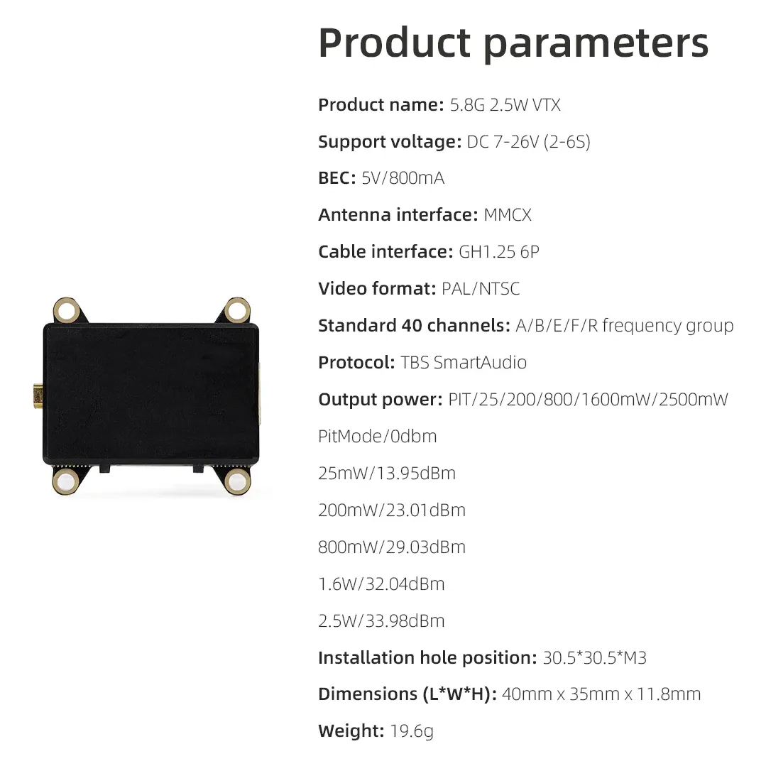 HGLRC 5.8GHz 2.5W Video Transmitter