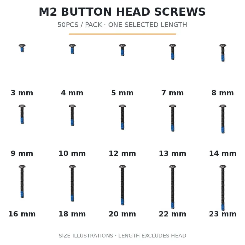 FlyFishRC M2 Button Head Screws, Grade 12.9 Steel (50PCS)