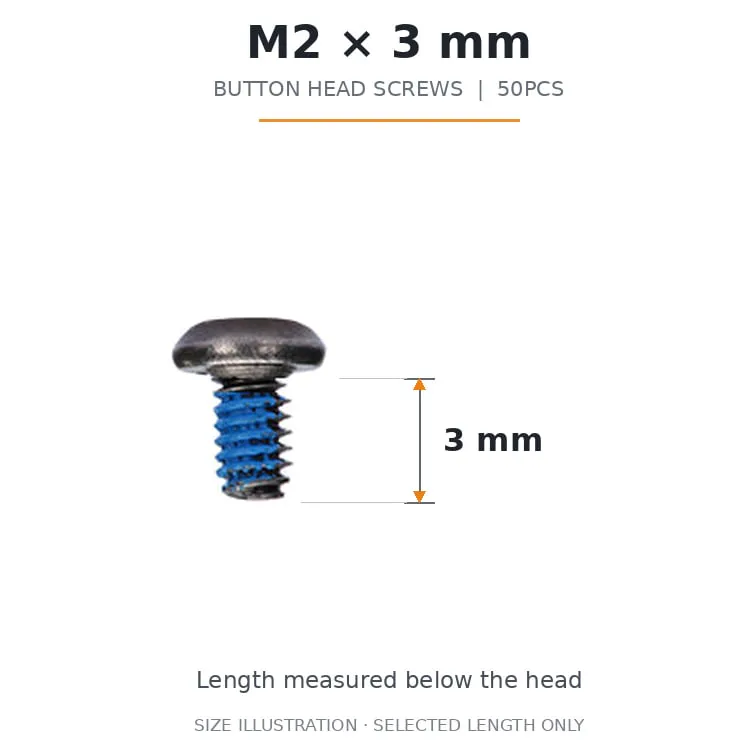 FlyFishRC M2 Button Head Screws, Grade 12.9 Steel (50PCS)