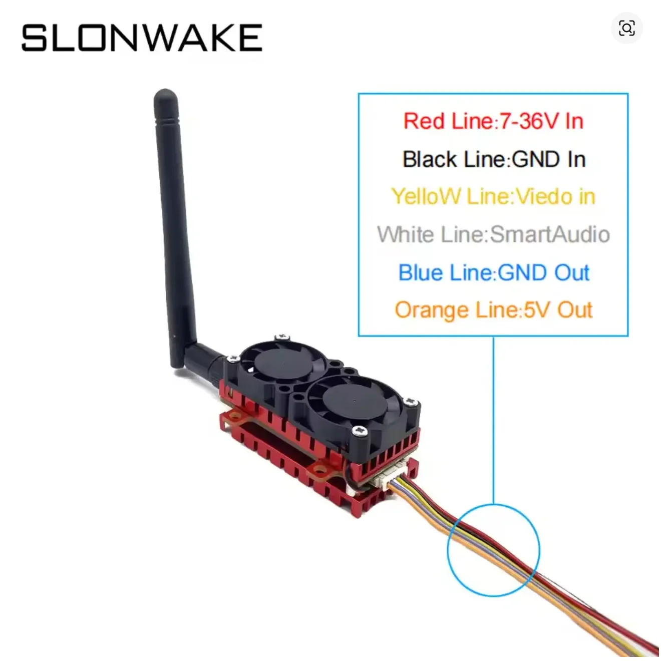 SLONWAKE 5.8G 5W 48CH Analog VTX (Adjustable, Built-in Mic)