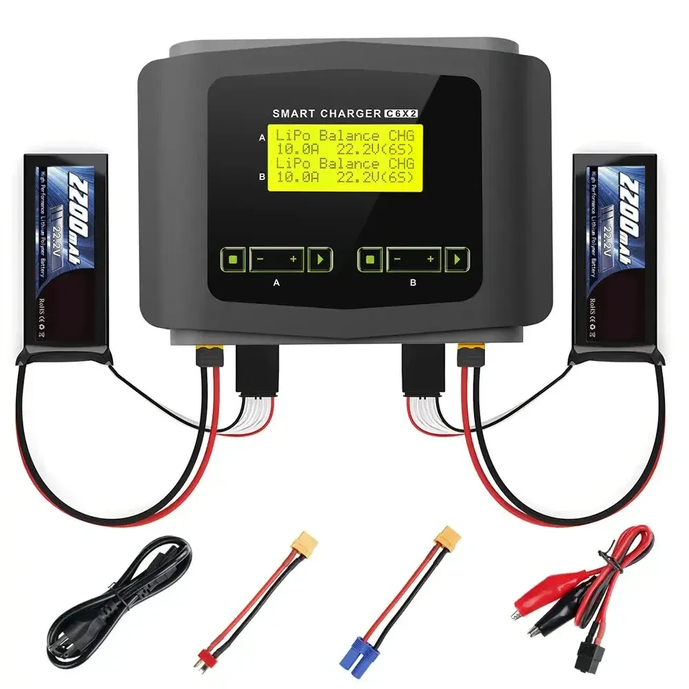 HTRC C6X2 AC 150W / DC 240W 10A Dual-Channel 1-6S Charger