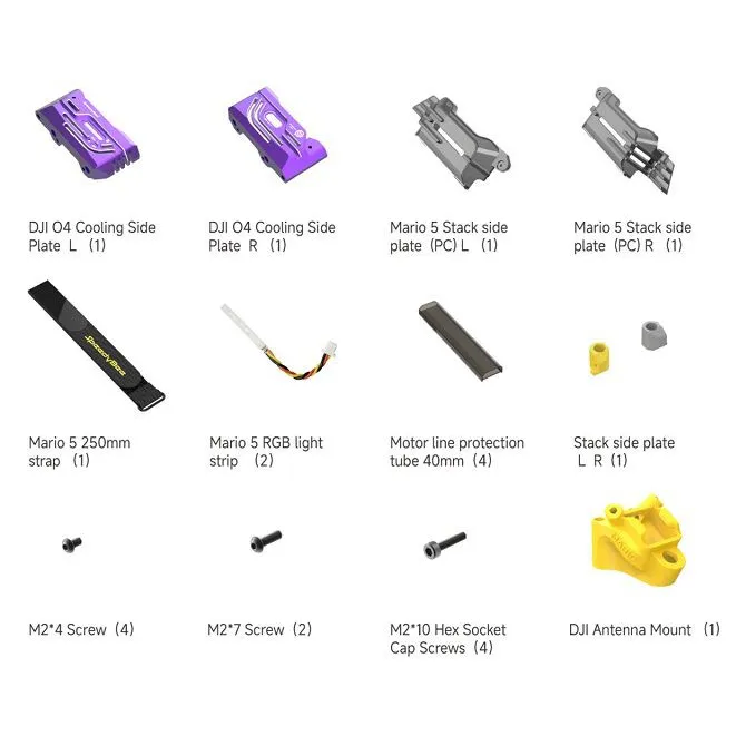 SpeedyBee Mario 5 Frame Upgrade Kit D (DJI O4 Plates)