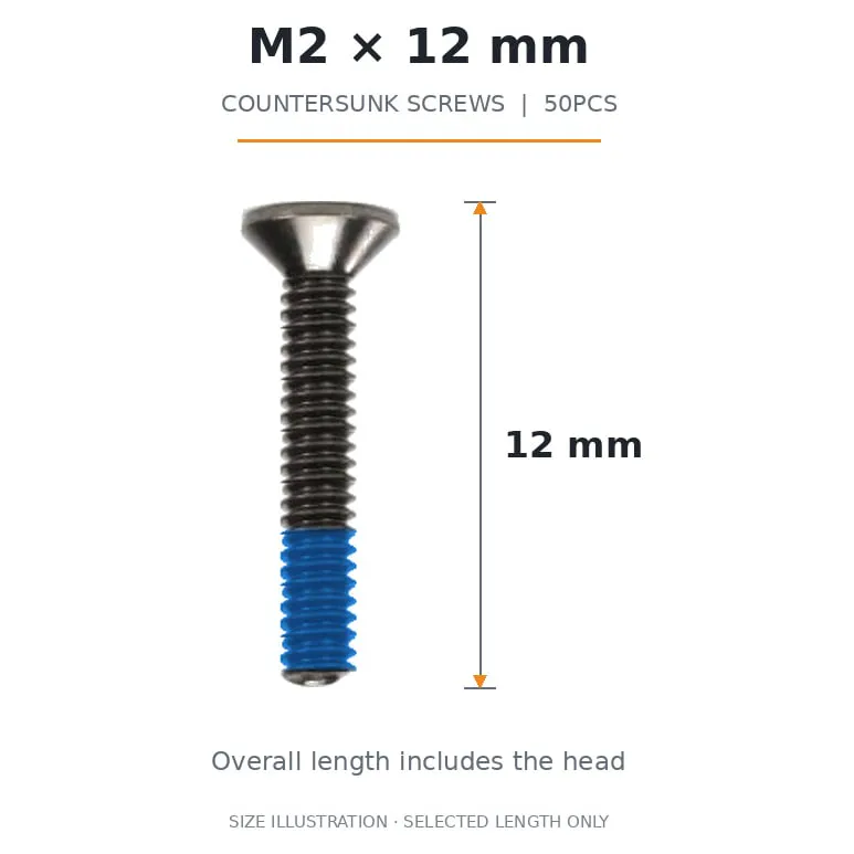 FlyFishRC M2 Countersunk Screws Pack (50PCS) — Length: 12mm