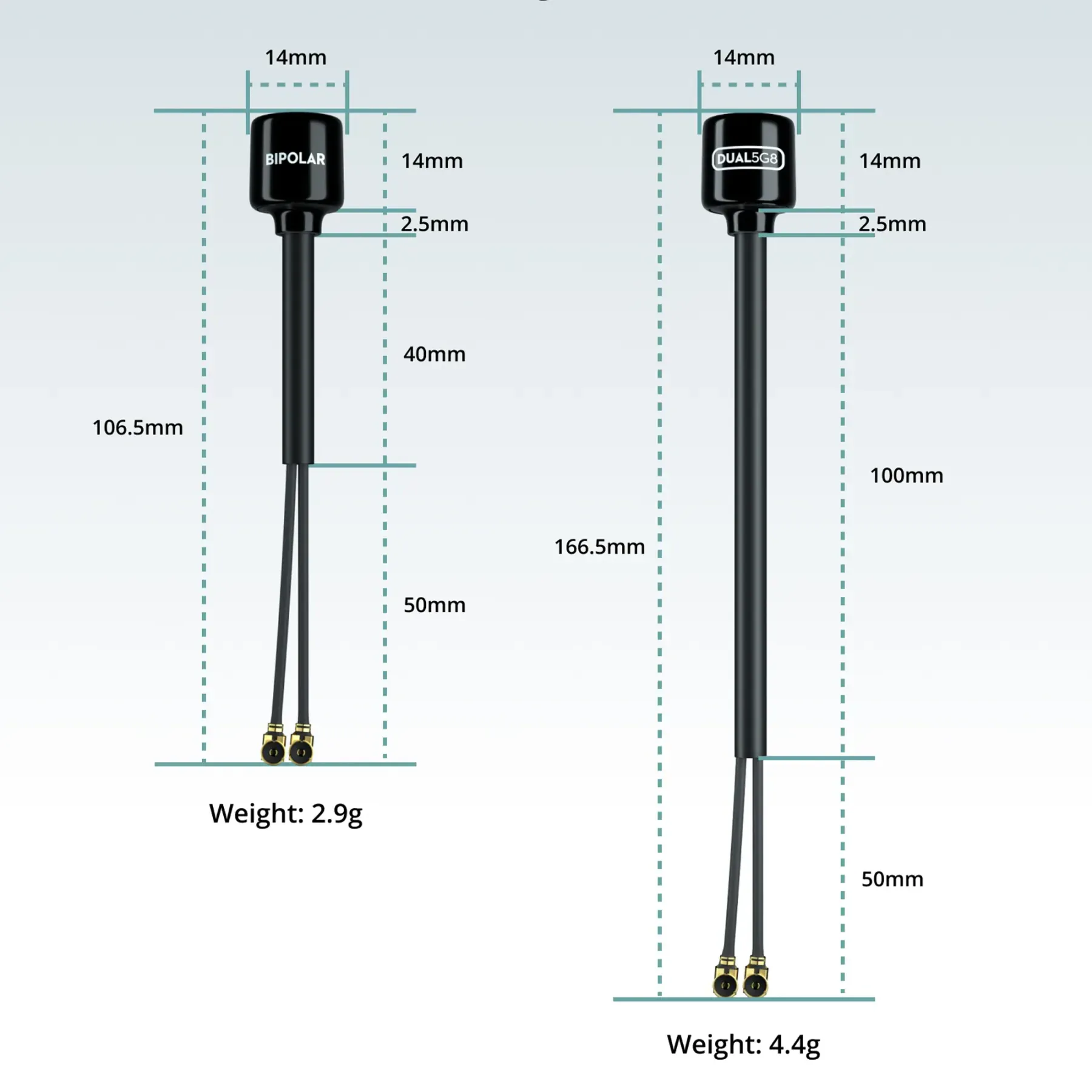 Flywoo Bipolar Dual-Band 5.8GHz/2.4GHz UFL Antenna for DJI O3