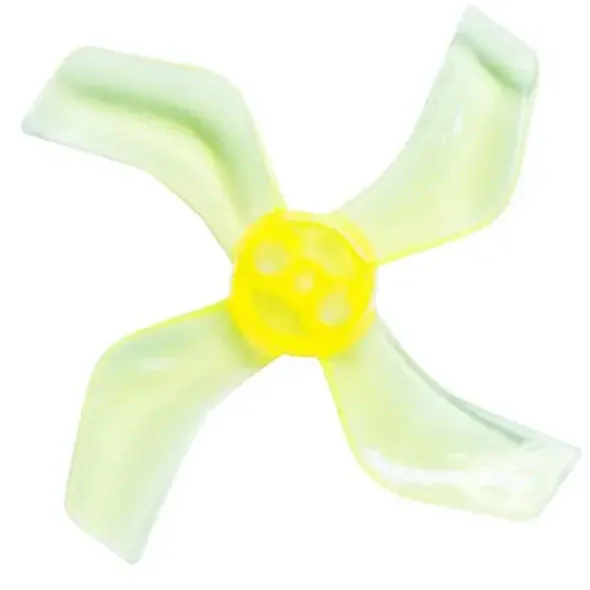 40mm 1636 PC 4-Blade Whoop Propeller (1mm Shaft) — Color: Clear Yellow