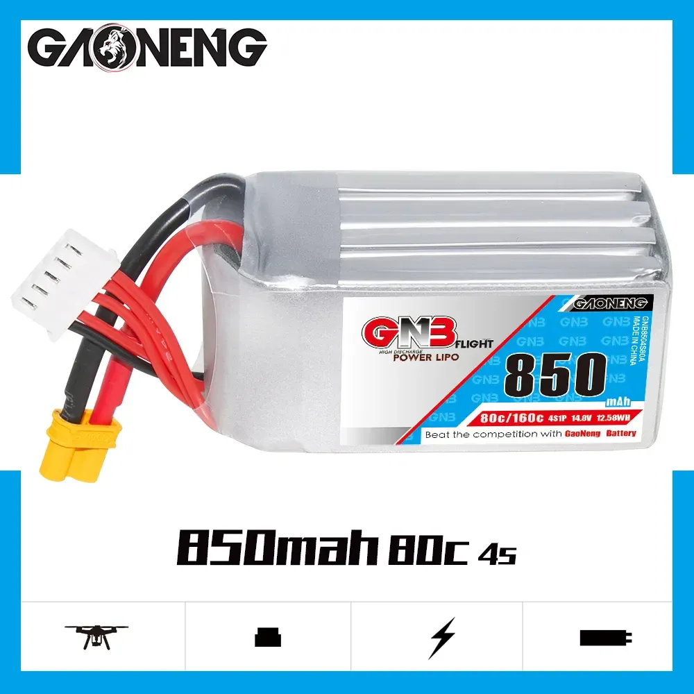 GAONENG GNB 850mAh 4S 14.8V 80C XT30 LiPo Battery