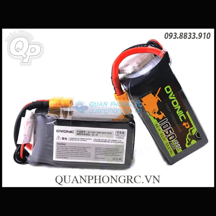 Ovonic 1050mAh 6S 120C 22.2V LiPo Battery with XT60 Plug