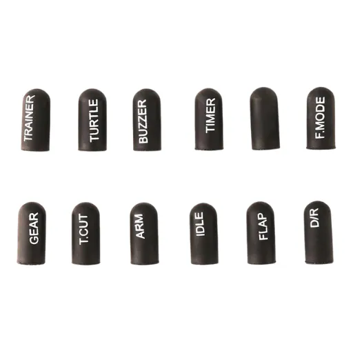 Labeled Silicone Switch Cover Set (12-Piece) — Color: Black / Length: Short