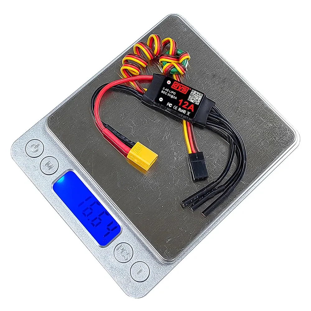DYS 12A 2-4S Brushless ESC with 5V/2A BEC, XT30 & 2.0mm Bullets