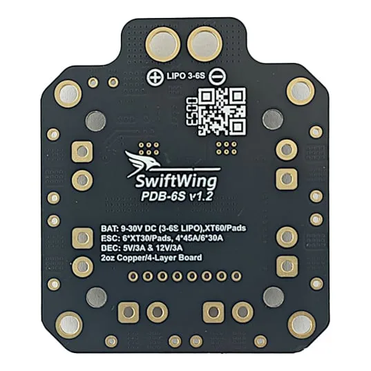 SwiftWing PDB-6S 12V/5V Buck Distribution Board