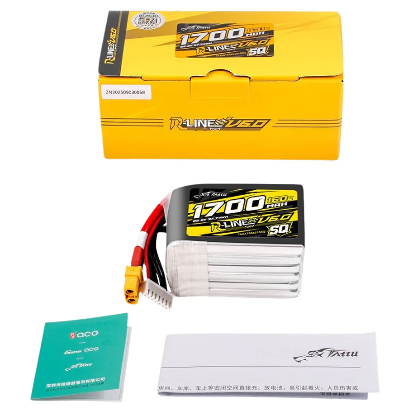 TATTU R-LINE V6 1700mAh 6S 160C 22.2V SQ LIPO BATTERY-XT60U-F