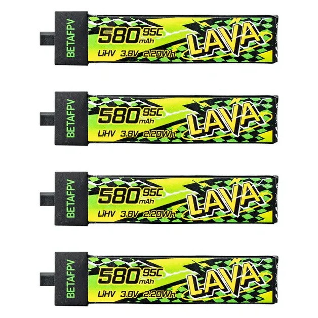 BetaFPV LAVA II 1S 580mAh 95C LiHV Battery BT2.0 (4PCS)