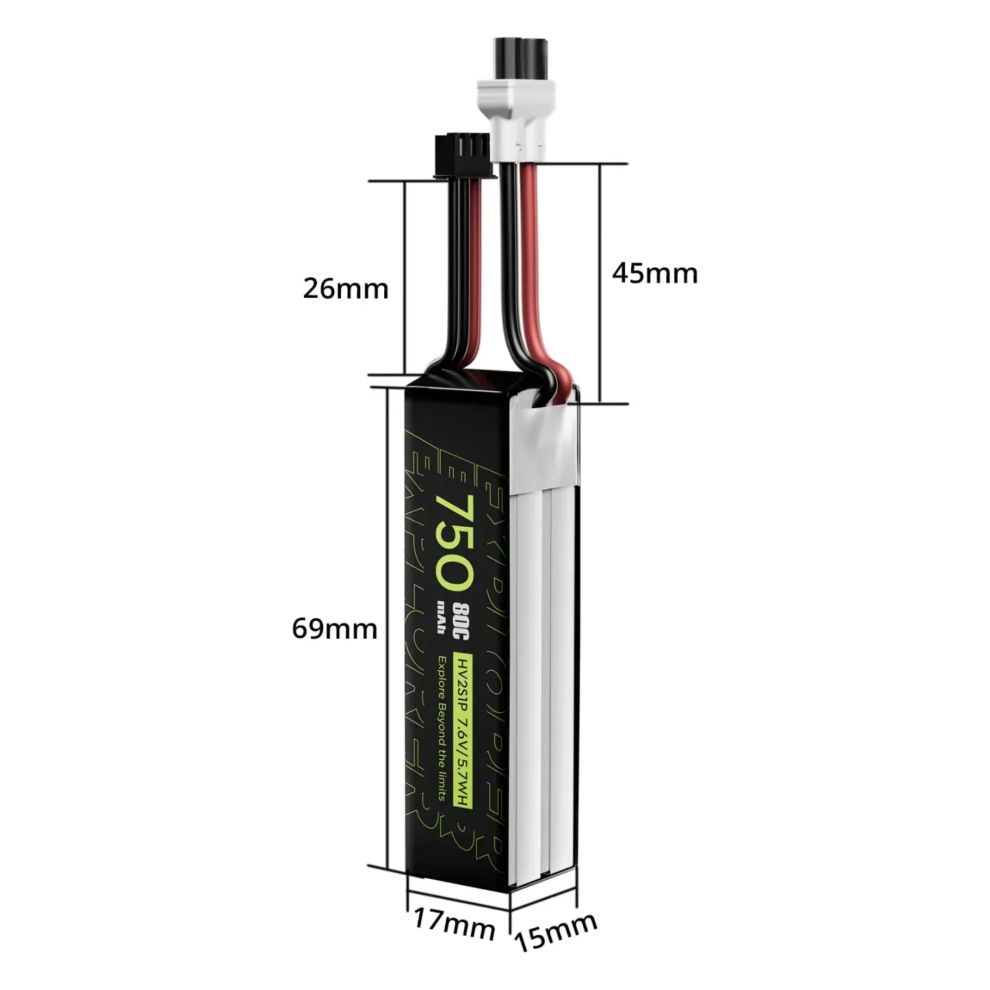 Flywoo Explorer 750mAh LiHV 2S 80C Battery (Flywoo XT30UP, 2-Pack)