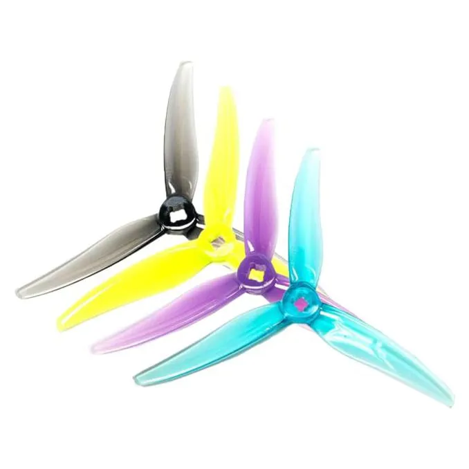 Gemfan Hurricane 4525 Durable 3-Blade Propeller (Set of 4 — 2CW+2CCW) Yellow