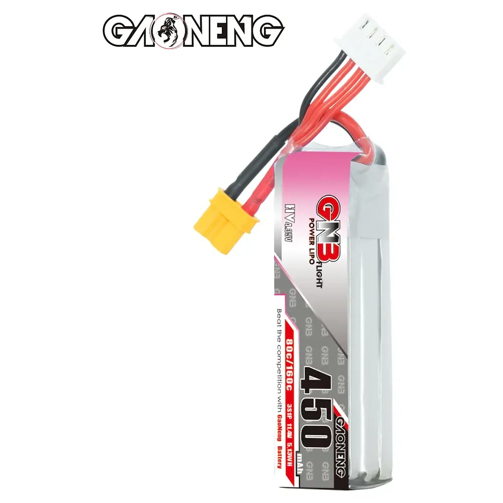 GAONENG GNB 450mAh 3S 11.4V 80C LiHV Battery XT30 Long Type