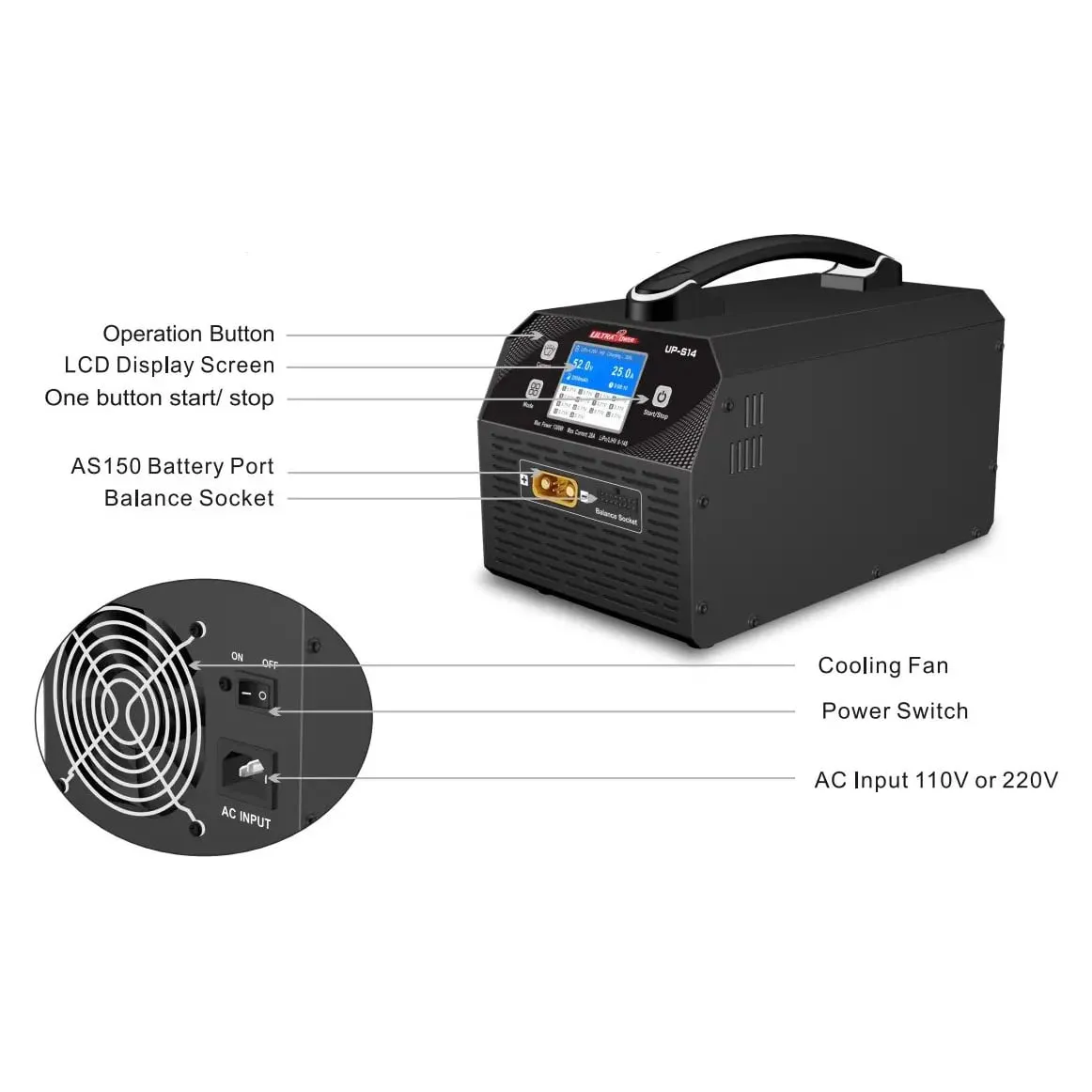 Ultra Power UP1800 1800W 28A Dual-Channel 6-14S LiPo/LiHV Charger