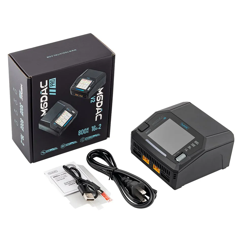 ToolkitRC M6DAC V2 AC 200W DC 800W 16AX2 25A Sync Battery Charger