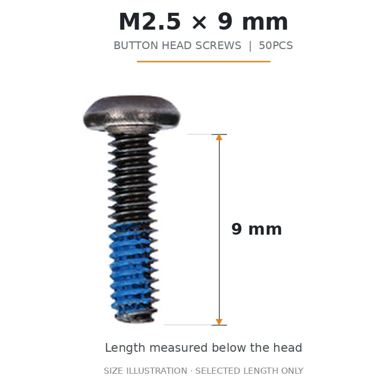 FlyFishRC M2.5 Button Head Screws Pack (50PCS) — Length: 9mm
