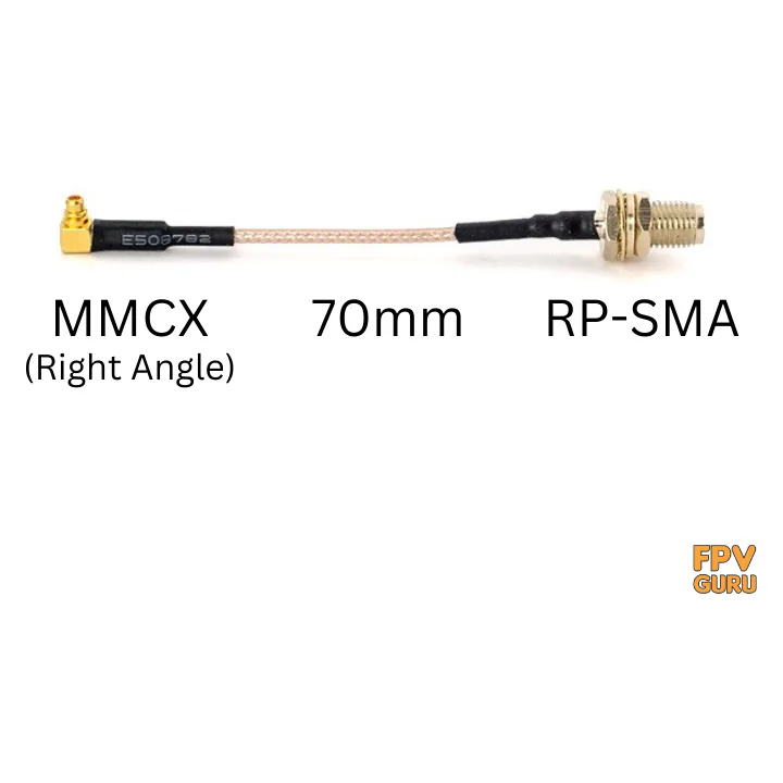 MMCX to SMA/RP-SMA Pigtail 70mm (2-Hole Flange Mount)