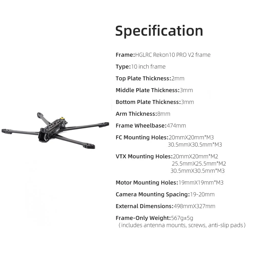 HGLRC Rekon10 Pro V2 10-Inch Long Range Frame Kit