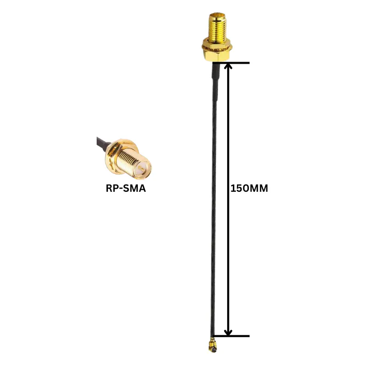 TrueRC U.FL to RP-SMA Pigtail RG178 — Length: 150MM