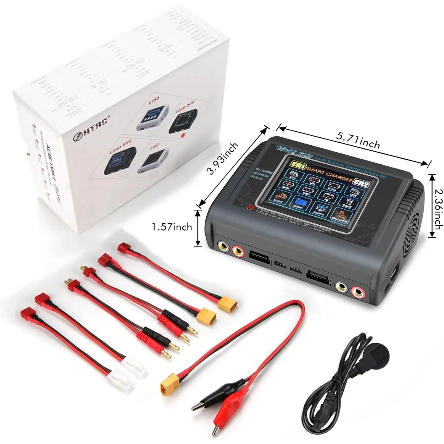 HTRC T240 Duo AC/DC Balance Charger (150W/240W, 10A)