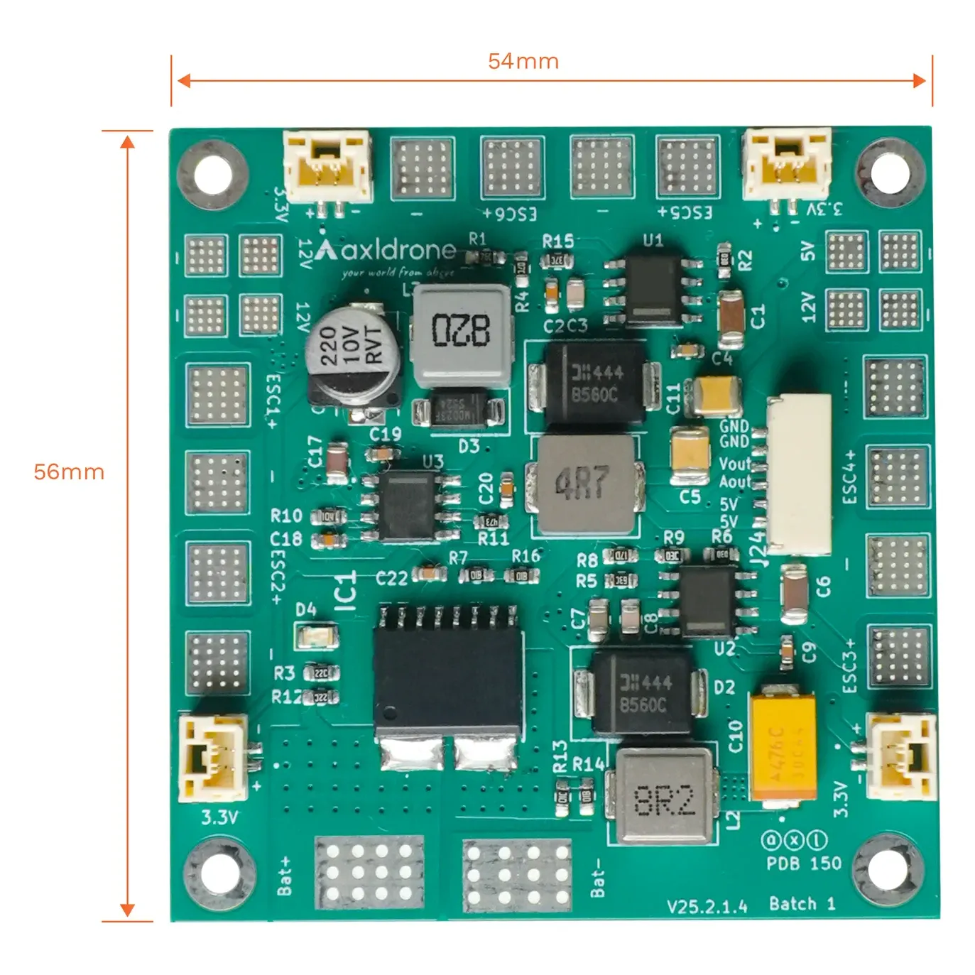 AXL Power Distribution Board 150 with Hall Current Sensor