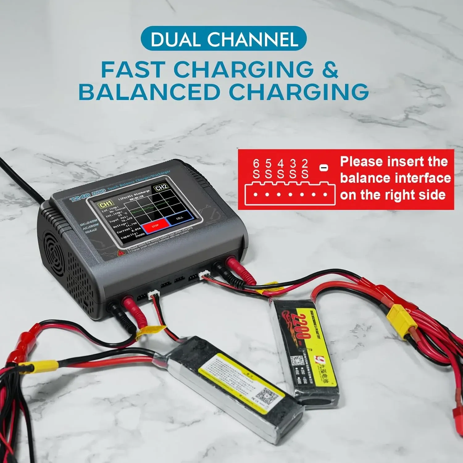 HTRC T240 Duo AC/DC Balance Charger (150W/240W, 10A)