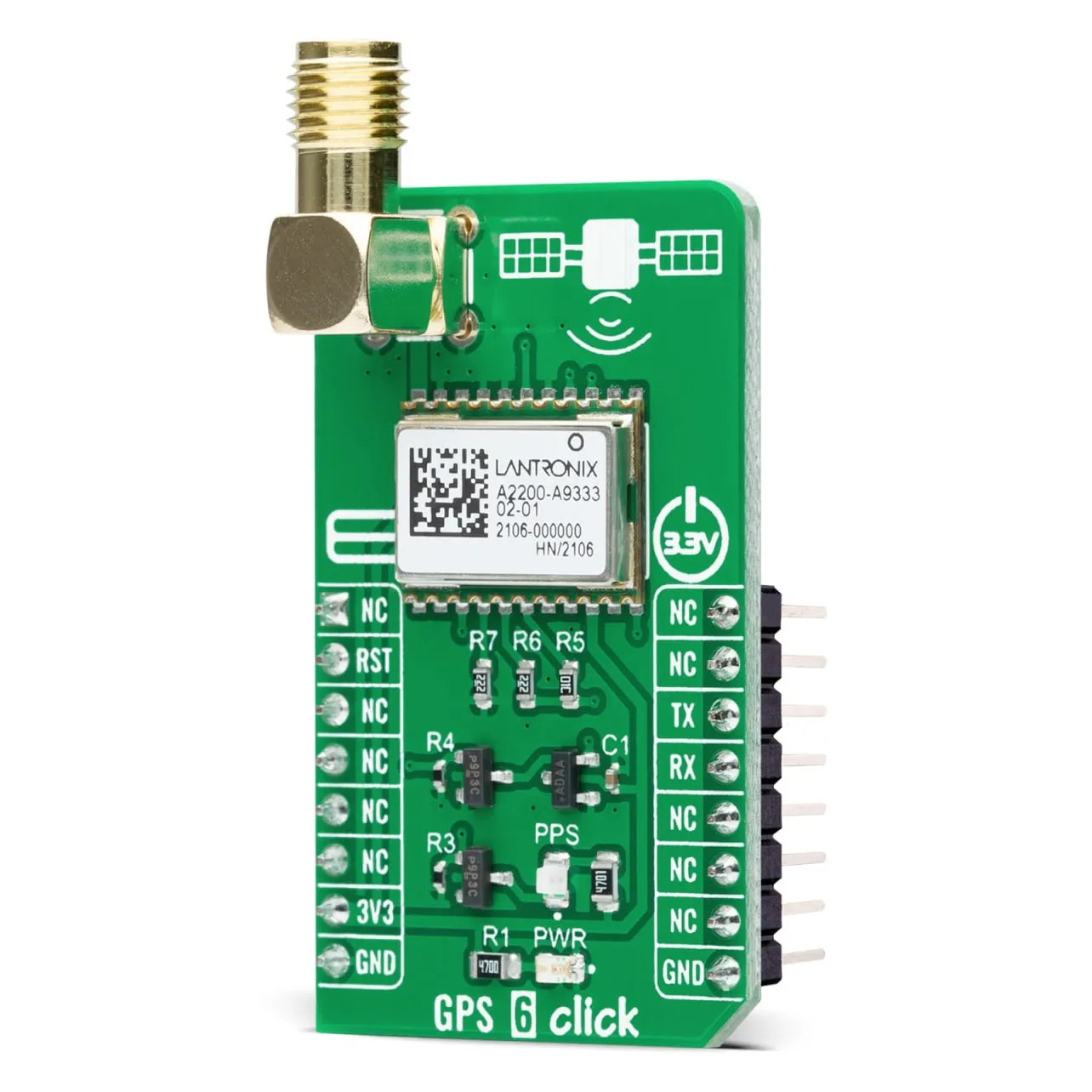 MIKROE GPS 6 Click A2200-A Receiver Board
