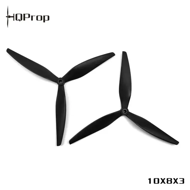 HQProp Macroquad 10×8×3 3-Blade Propeller — Black Glass Fiber Nylon (1CW+1CCW)