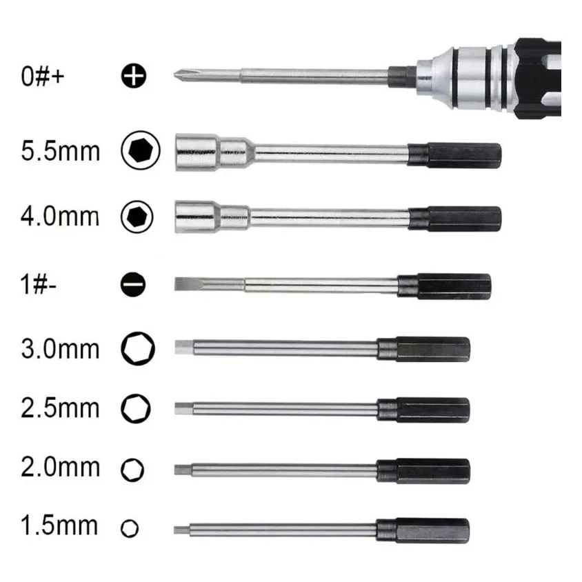 ReadyToSky 8-in-1 Aluminium Hex Screwdriver Tool Kit for RC Models