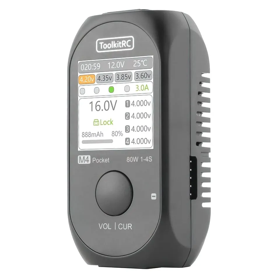 ToolkitRC M4 Pocket 80W 5A 1-4S Compact Balance Charger w/ Built-in USB-C