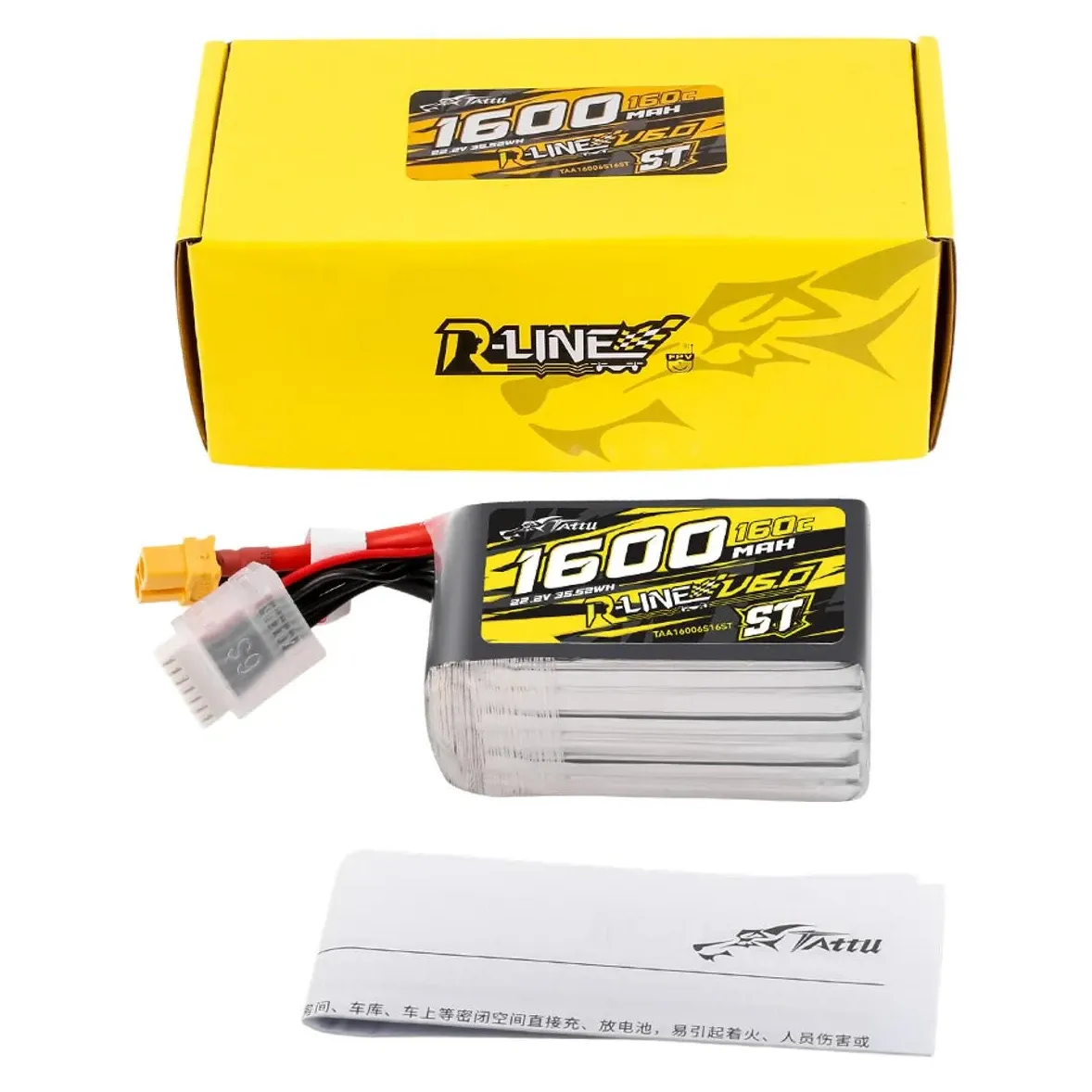 Tattu R-Line V6.0 1600mAh 6S 160C LiPo Battery (XT60)