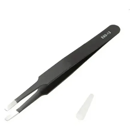 HRC40 Anti-Magnetic Stainless Steel ESD Tweezers — Tip: Straight (ESD-13)