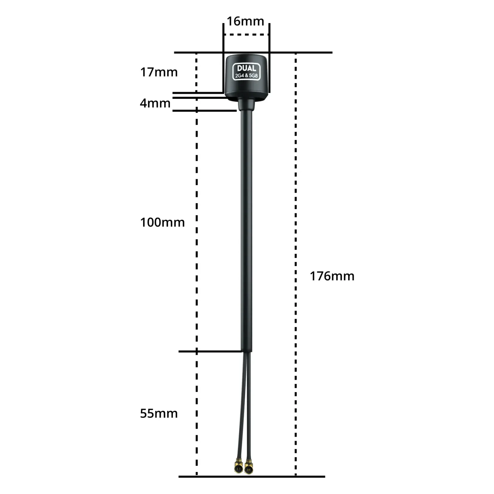 Flywoo Bipolar Dual-Band 5.8GHz/2.4GHz UFL Antenna for DJI O3