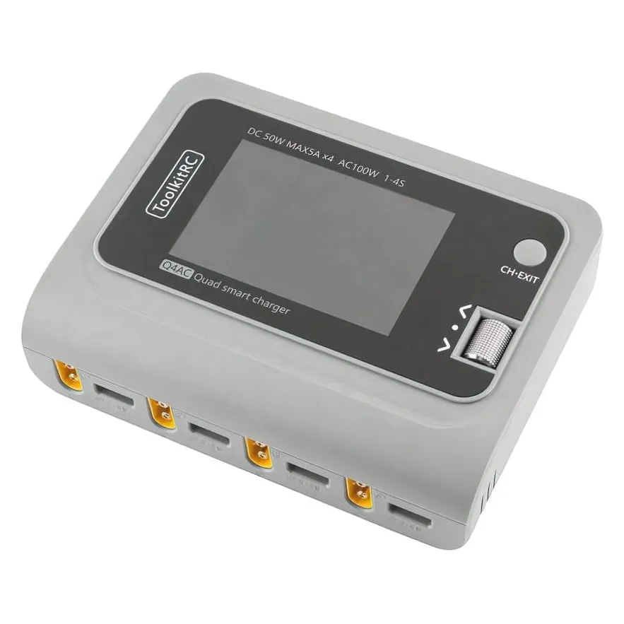 ToolkitRC Q4AC 1-4S AC 100W / DC 200W Quad Smart Charger