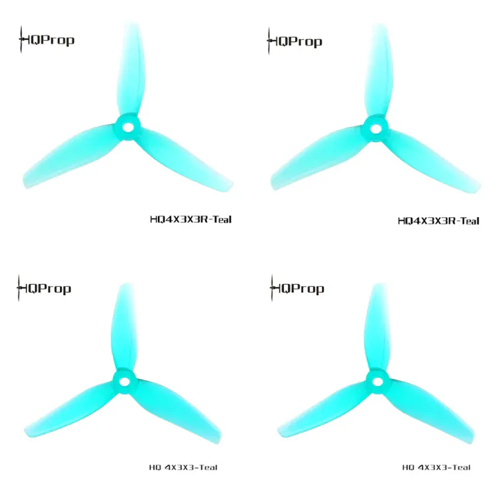 HQProp 4X3X3V2 Propeller (2CW+2CCW) — Polycarbonate — Color: Teal