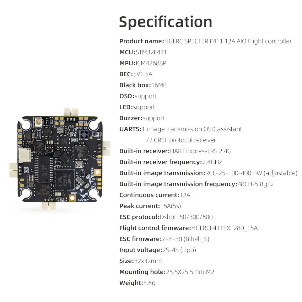 HGLRC Specter F411 12A AIO