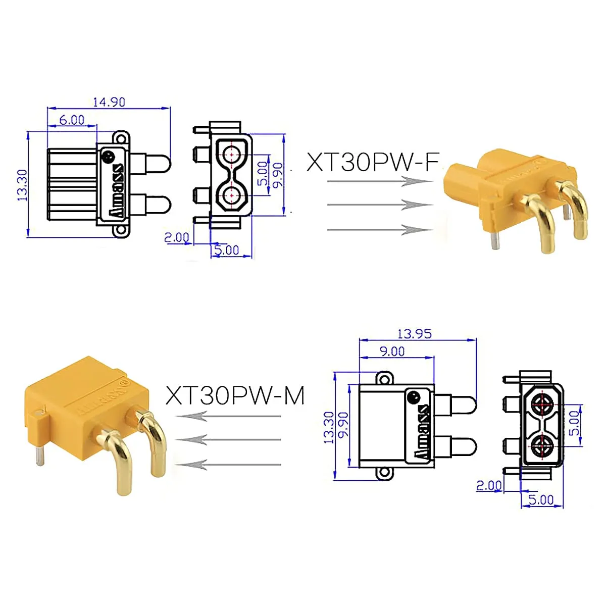 Amass XT30PW Female Bullet Connector