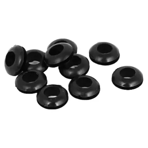Double-Sided Rubber Wire Grommet, 4mm Hole (Black)