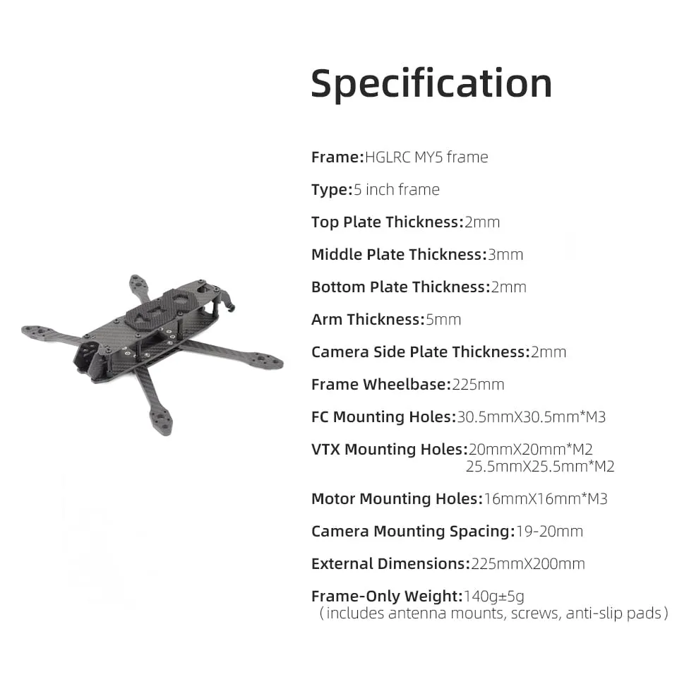 HGLRC MY5 5 Inch Freestyle FPV Frame