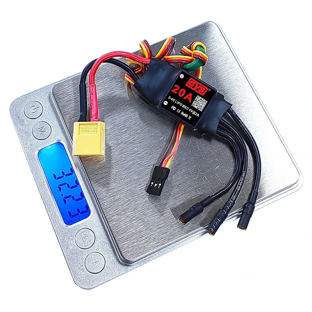 DYS 20A 2-4S Brushless ESC with 5V/2A BEC, XT60 & 3.5mm Bullets